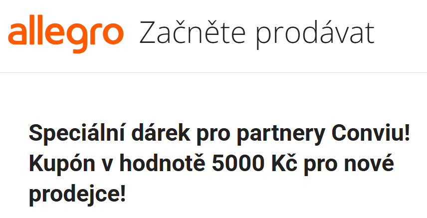 Speciální nabídka - Kupón v hodnotě 5000 Kč pro nové prodejce na Allegru.